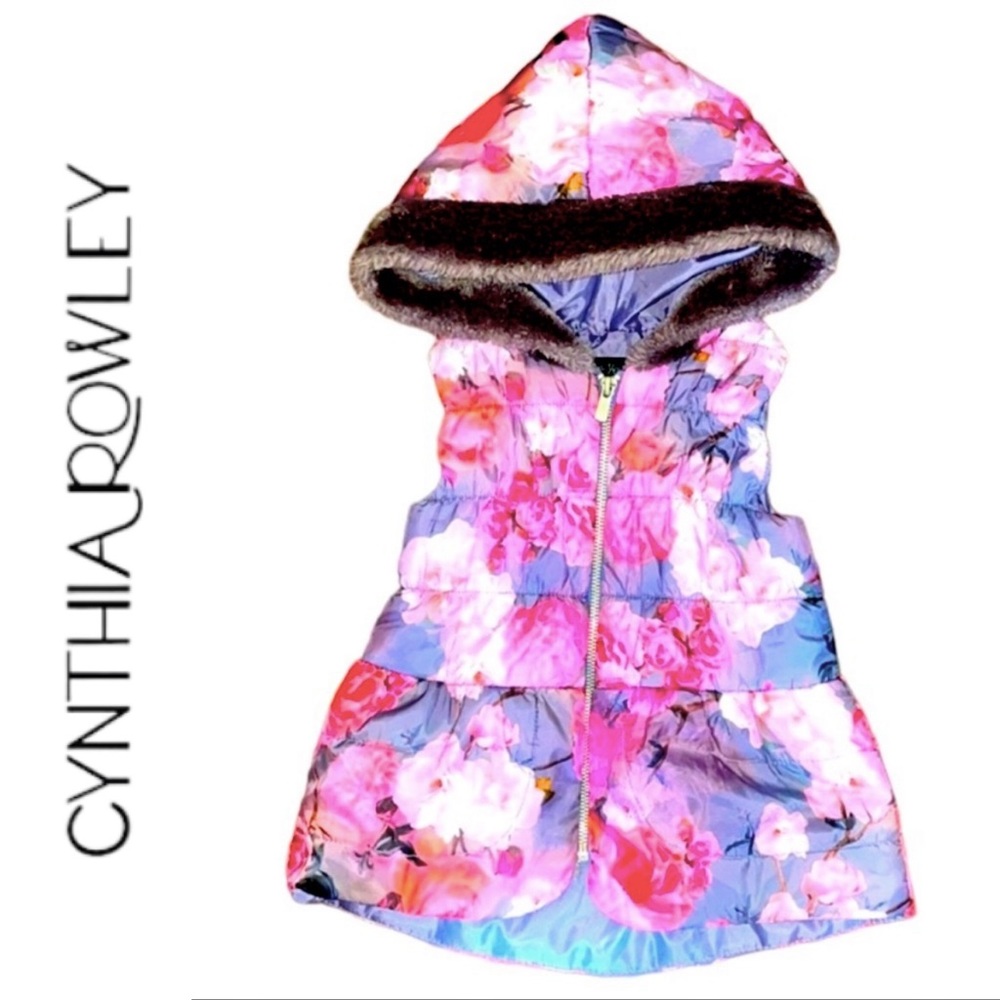 CYNTHIA ROWLEY🌸Floral Hooded Puffer Vest